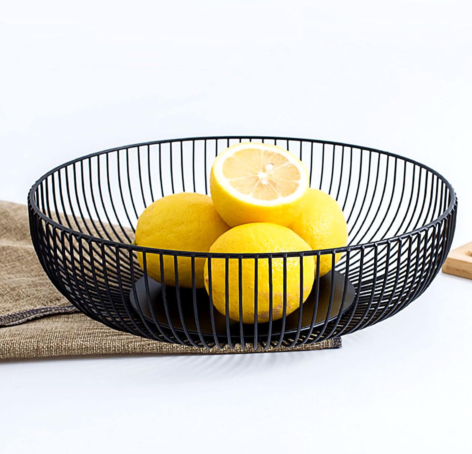 DMAR Black Wire Fruit Bowl, 28x8cm Large Metal Fruit Basket, Modern, Keep Fruit Fresh Longer
