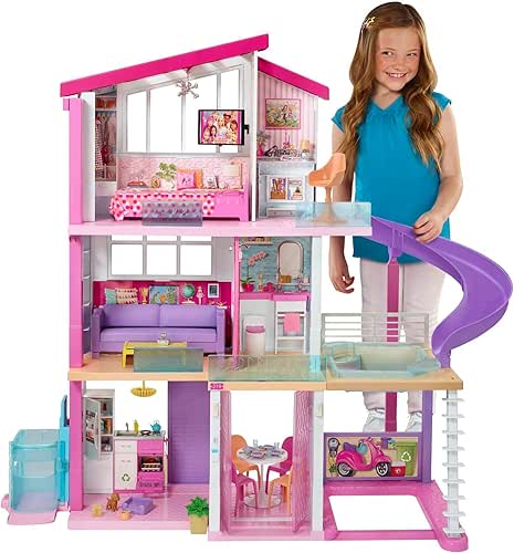 Barbie Maison De Rêve, 3 Niveaux, avec 8 Pièces Dont