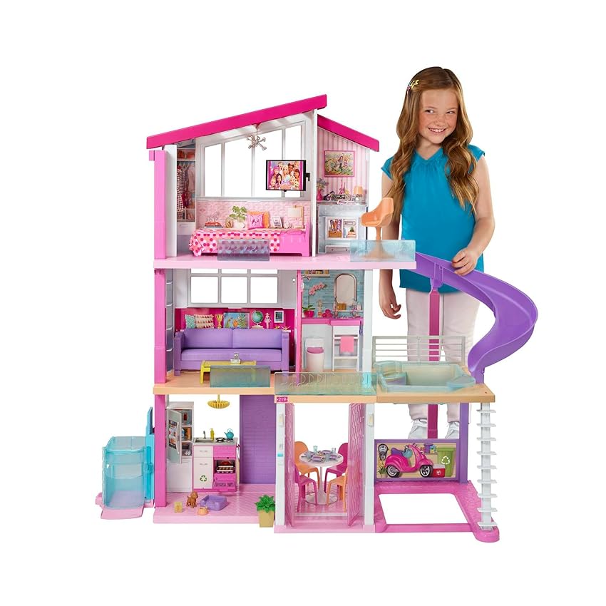 Immagine del prodotto Barbie Casa dei Sogni, Casa a 3 Piani con 8 Stanze, Ascensore e Piscina con Scivolo, Oltre 60 Accessori, Regalo per Bambini da 3 a 7 Anni, GNH53