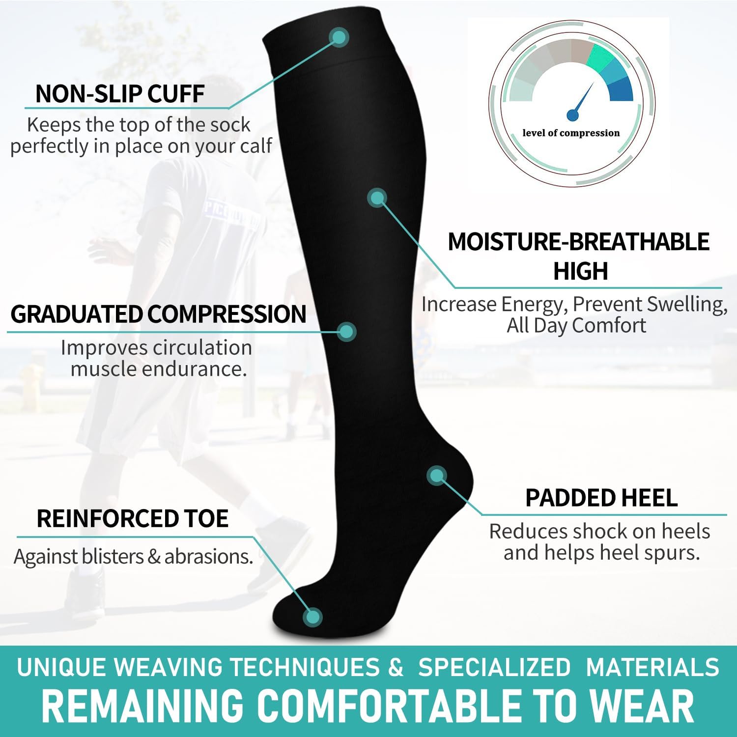 4 Pairs Compression Socks for Women and Men-Circulation Best Support Socks for Running,Athletic,Cycling - Image 5