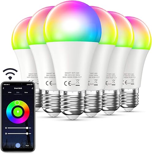 Bombillas inteligentes con cambio de color Alexa y WiFi de malla, bombillas inteligentes que funcionan con Alexa/Google Home, bombilla LED regulable