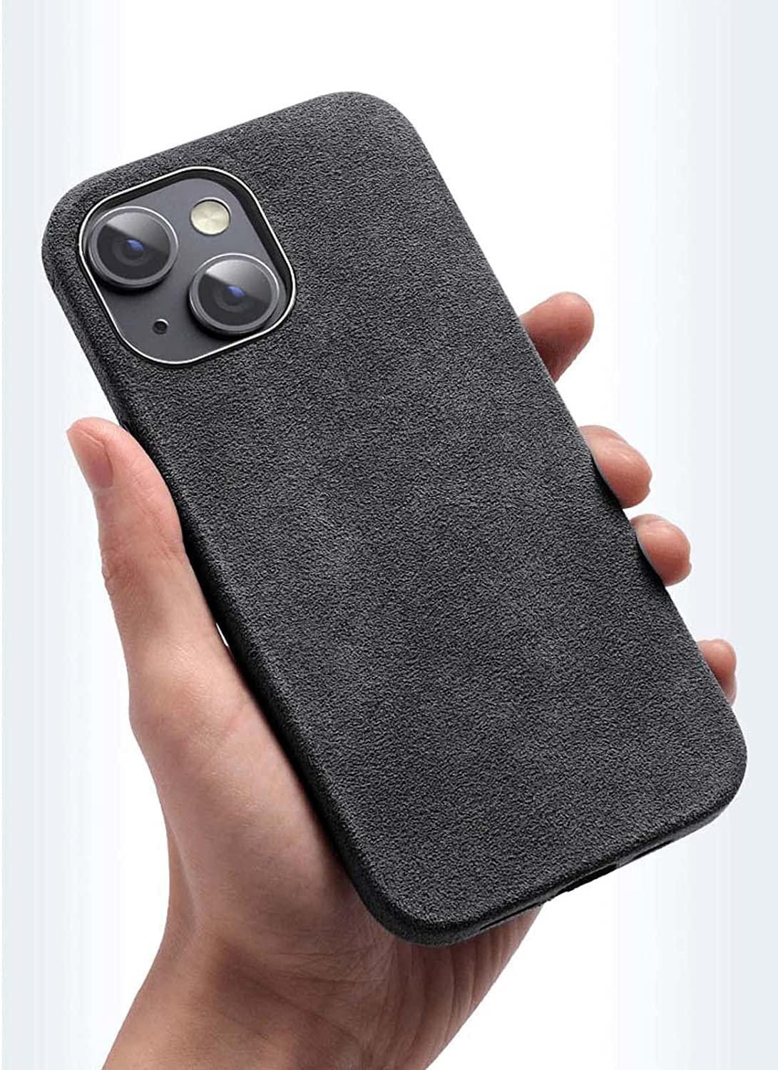 Tylna osłona telefonu, do Apple iPhone 13 Pro (2021) 6,1 cala luksusowe w pełni owinięte etui wykonane z materiału Alcantara [ochrona ekranu i aparatu] (kolor: szary)