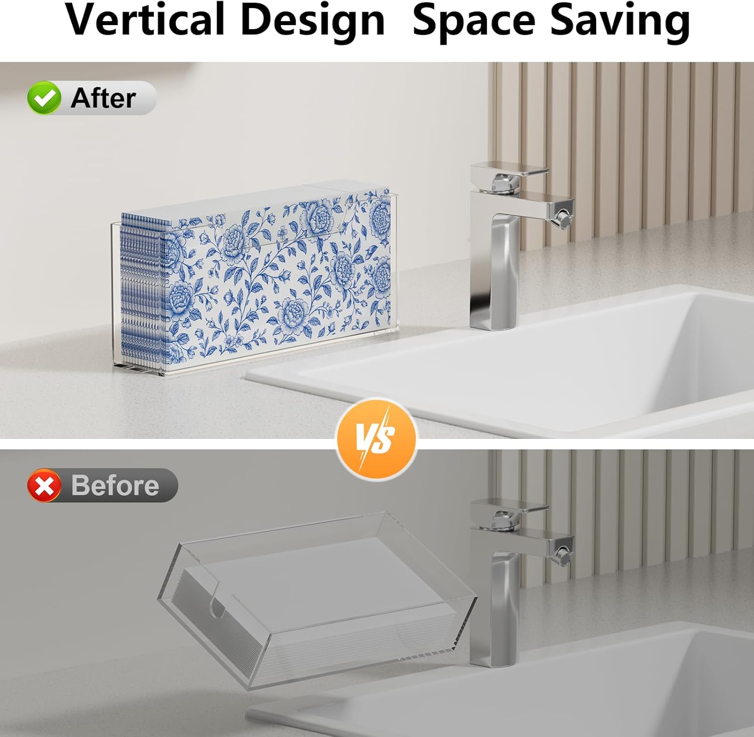 Crystal Clear Guest Towel Holder: Elegant Acrylic Napkin Tray for Bathroom, Kitchen, Table, Hotel & Office, Perfect for Disposable Hand Towels & Napkins, Includes Cleaning Cloth - Image 5