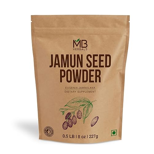 MB Herbals Semilla de Jamun en polvo 227G (8 oz) | Eugenia jambolana | Java Plum Sd. | Suministro para 75 días