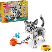 LEGO Creator 3 in 1 Playful Cat Toy - Building Toy with 3 Building Options, Cat, Dog, or Pigeon - Birthday Gift for Kids - Animal Figures for Kids, Girls and Boys, Ages 8+ - 31163