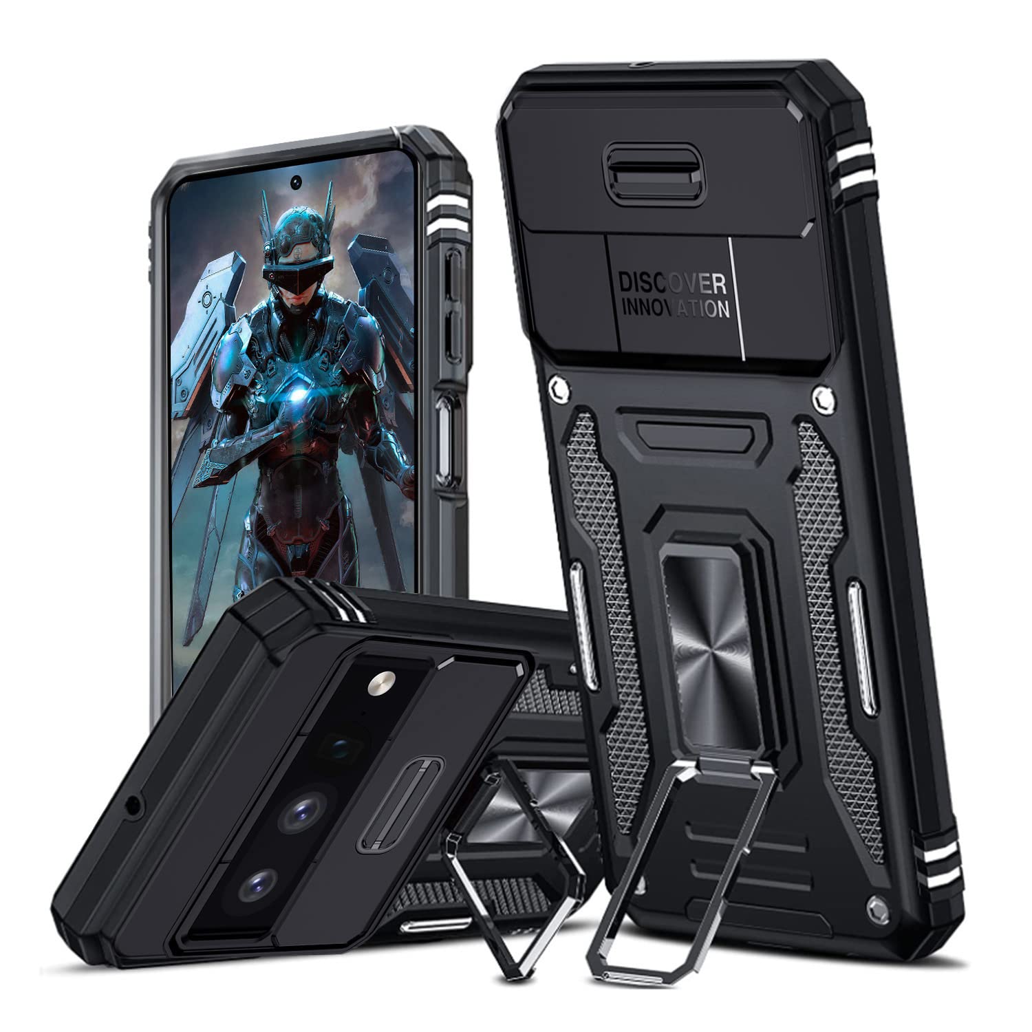 TAURI 5 in 1 for Google Pixel 7 Pro Case 6.7 inch, and 2 Pack Soft TPU