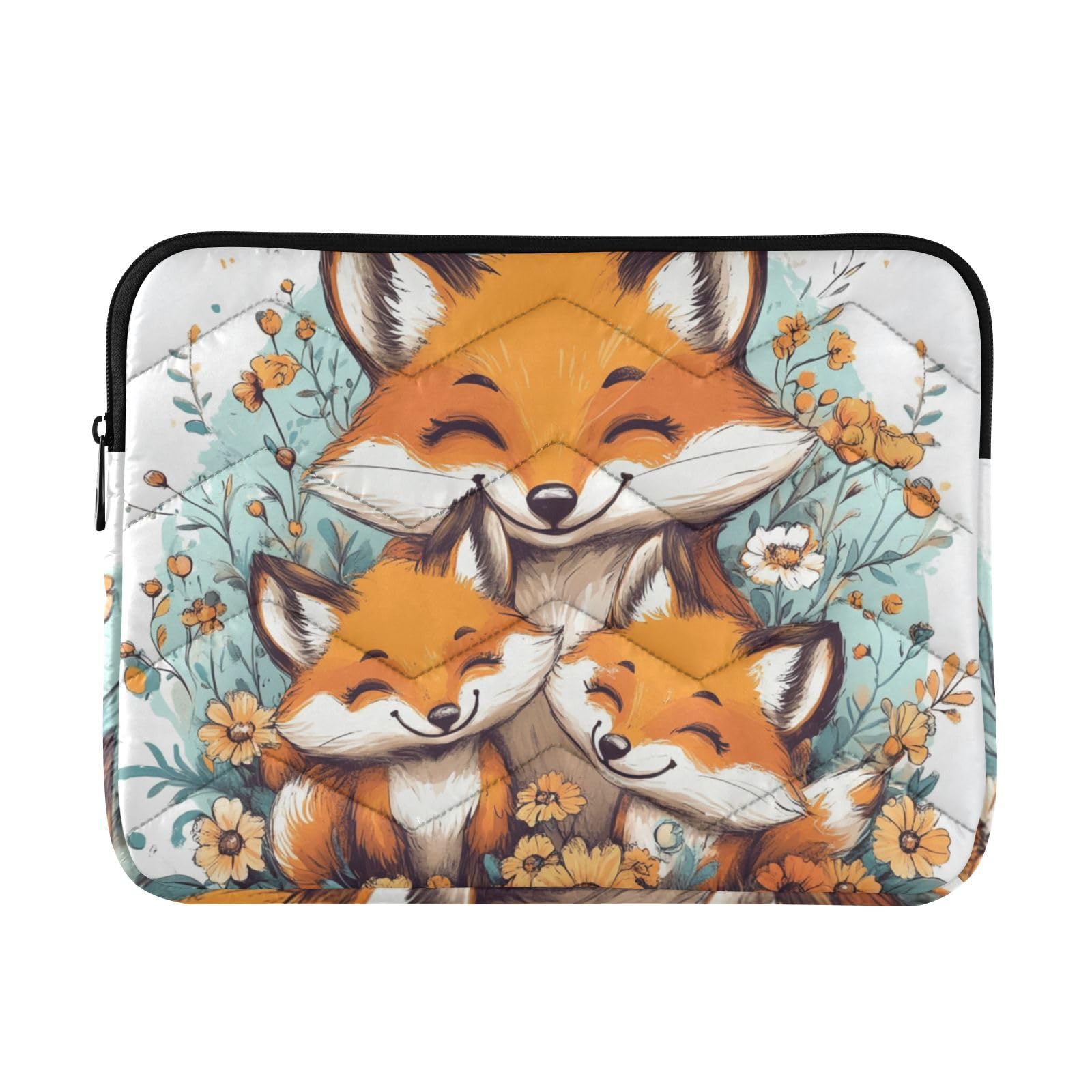 Qumton Cute Fox Flower (1) Laptop Sleeve 15.6 inch, Protective Laptop Case Briefcase Notebook Cover Carrying Computer Bag for Travel Work