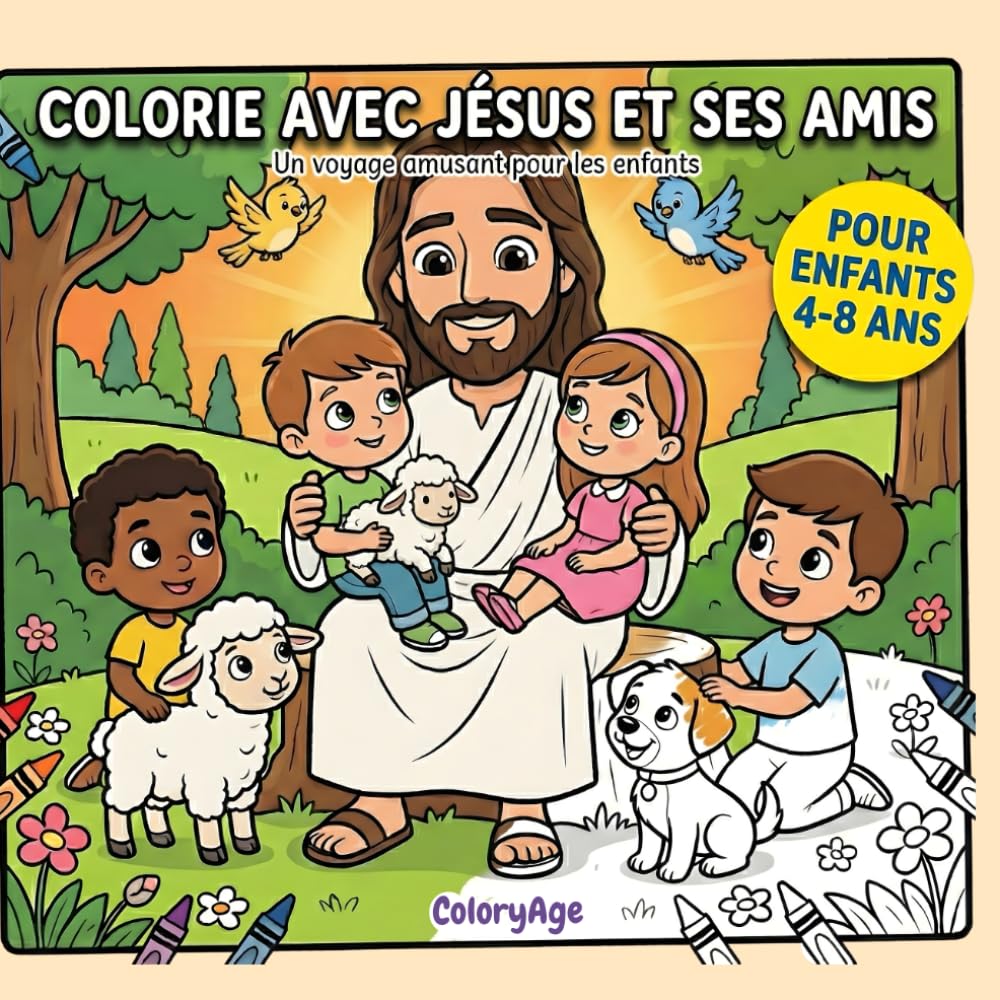 Jésus et ses amis : Livre de coloriage chrétien pour enfants: Scènes bibliques mignonnes, histoires douces et éveil à la foi - Activité calme pour ... du Dimanche. ("Collection Éveil et Couleurs)