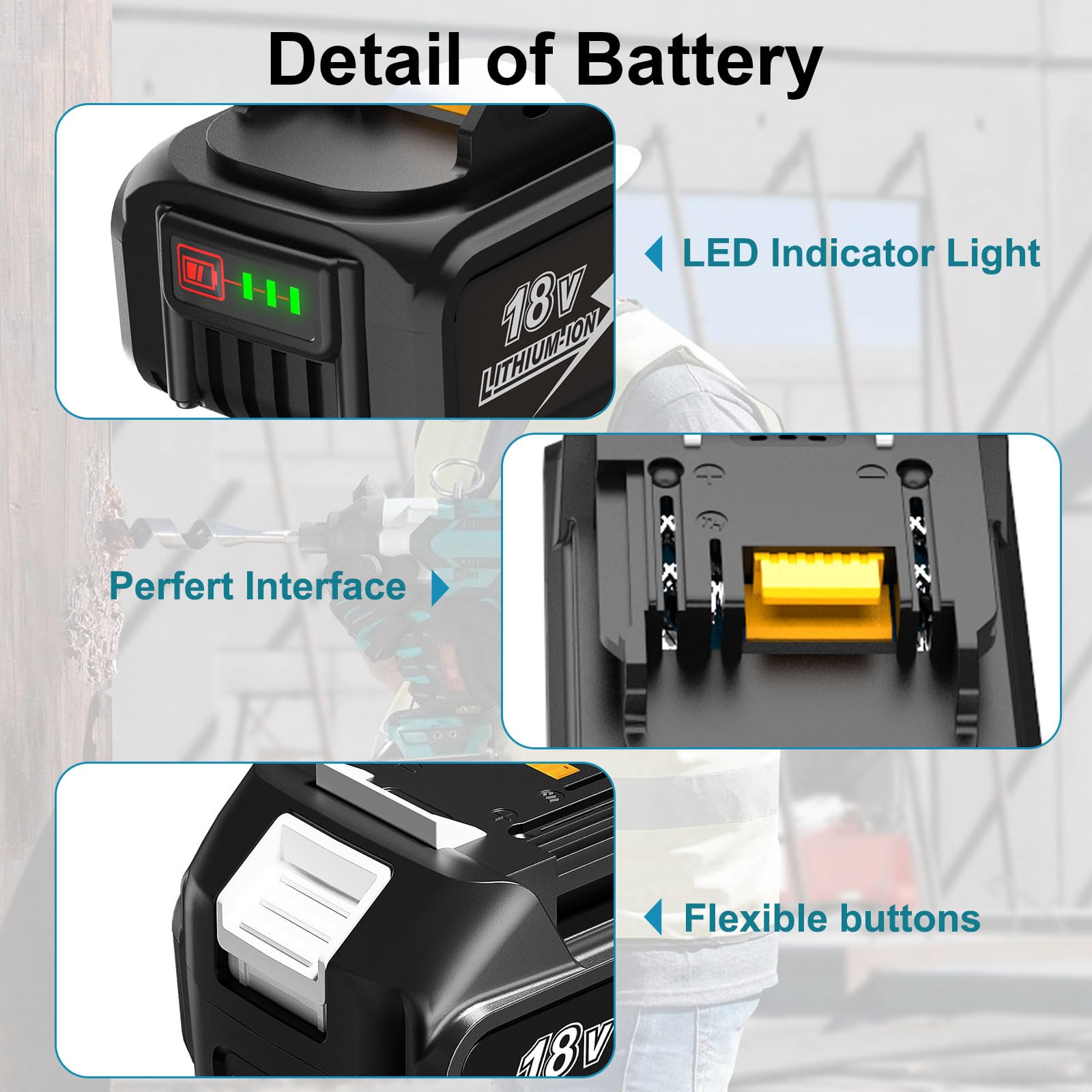 Amazon.com: 2 入6.0Ah 18V 大容量電池更換,適用於Makita 18V 電池