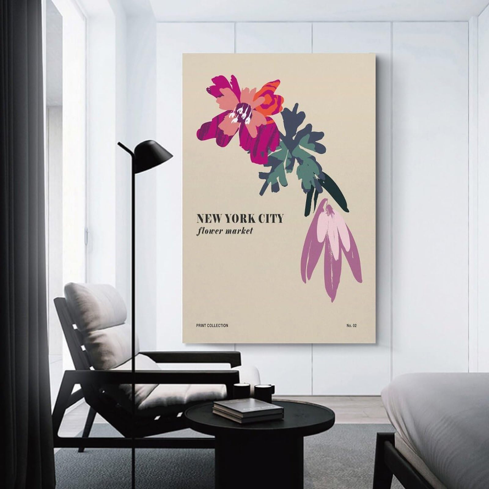 Junmoney Room Decor Wall Art New York City Flower Market Art, 20x30inch(50x75cm), for Gallery Wall Layouts in Home Or Office, Home Wall Art for Statement Displays