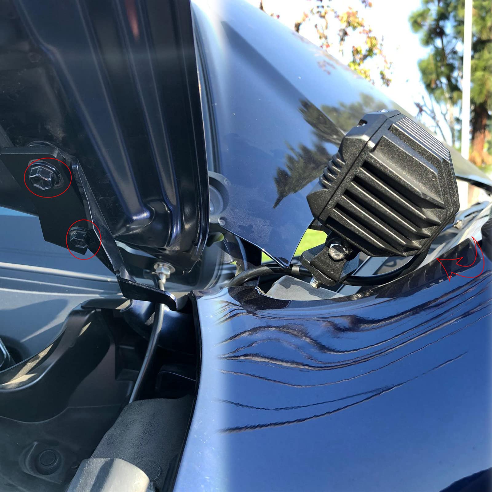 KMFCDAE 4Run Ditch Light Bracket LED Pods Hood Mount Brackets Compatible with Toyota 4Runner 2010+