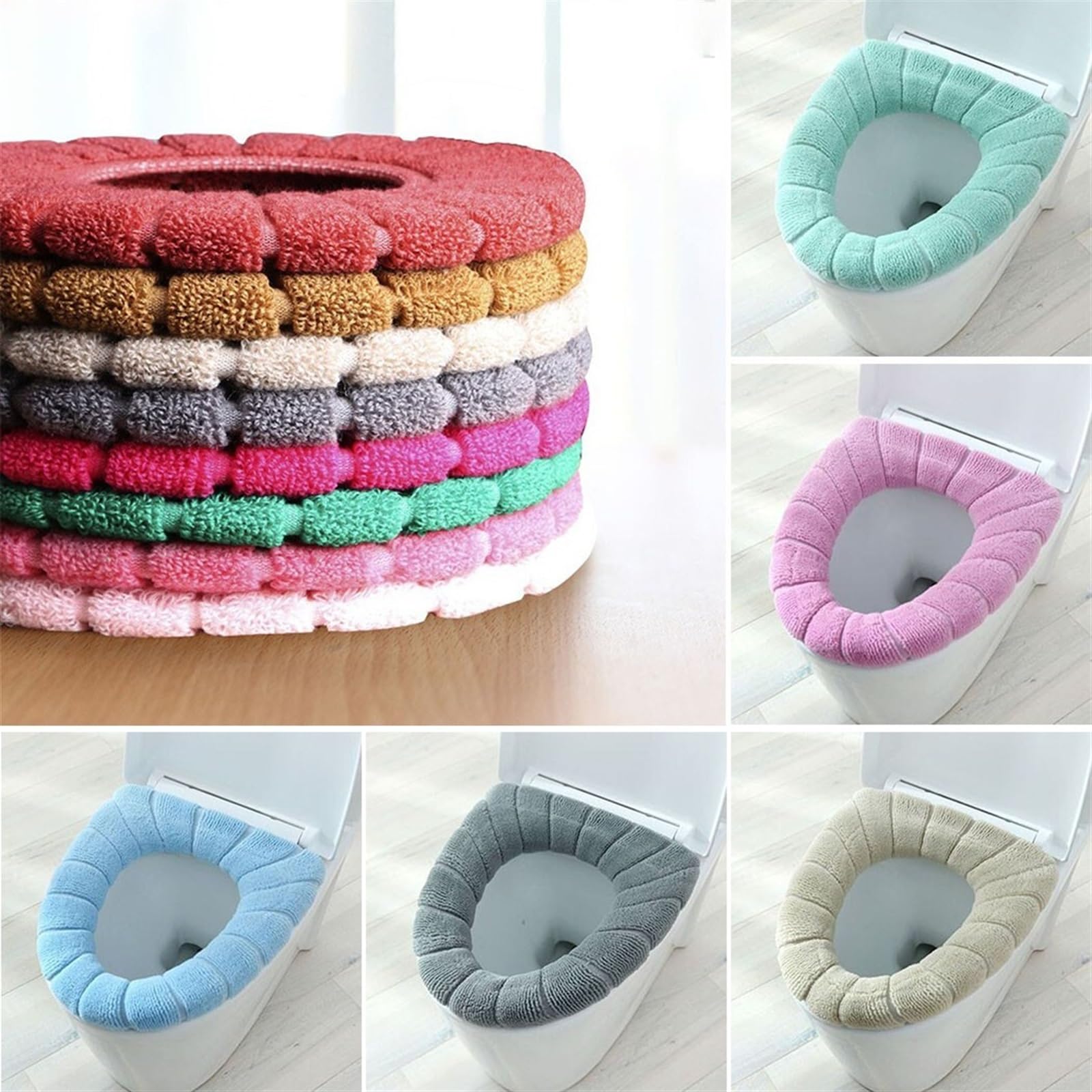 2 fundas de asiento de inodoro lavables, suaves y elásticas, para decoración del hogar, almohadillas de inodoro grises para mayor comodidad y estilo