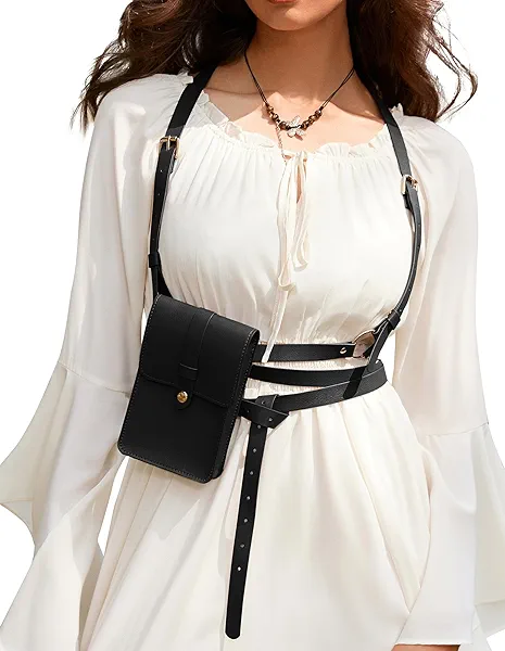 Scarlet Darkness Renaissance Belt Pouch Women Pirate Accessories Body Harness Belt Waist Bag