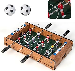 HOMASIS Mini Futbolín Interactivo con 4 Barras, Marcador y 2 Pelotas para Niños y Adultos, Ideal para Fiestas, 51 x 30,5 x 9 cm