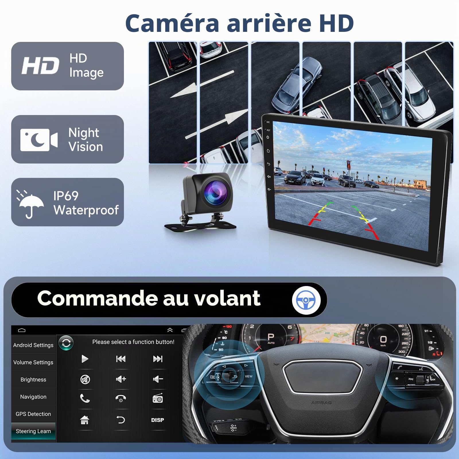 Podofo Autoradio Carplay pour Citroën Berlingo 2015-2018, Autoradio 9" à écran Tactile 2G+64G avec Carplay sans Fil Android Auto, Bluetooth/GPS/WiFi/FM/RDS/SWC/HiFi/USB+Caméra arrière