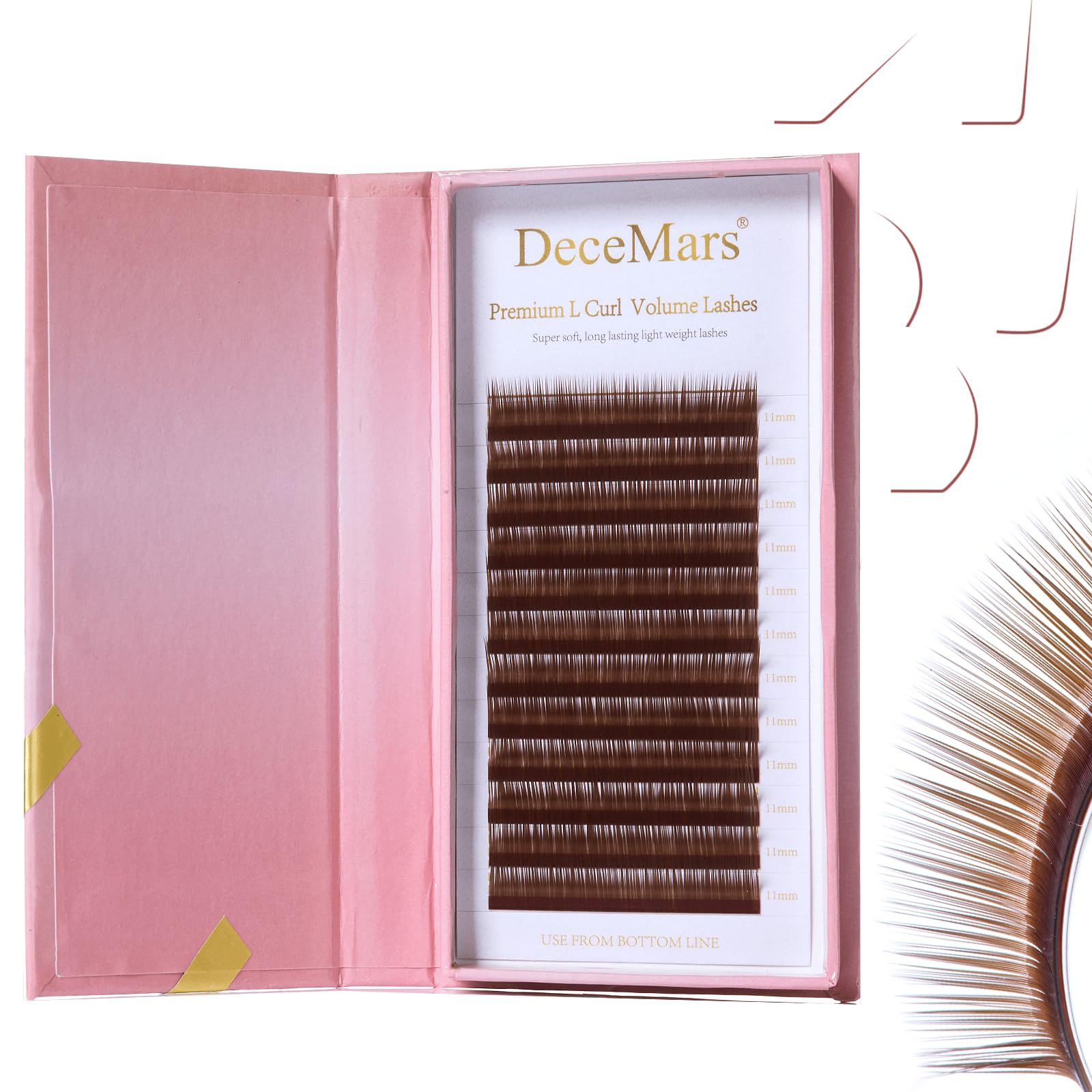 DeceMars Classic Individual Eyelash Extension Supplies 0 10mm Thickness LU Curl 14mm Natural Soft PBT Mink Brown False
