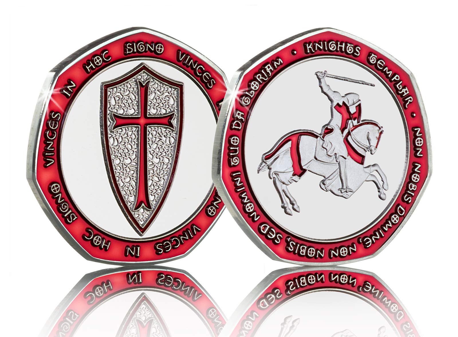 The Commemorative Coin Company Silver/Red Masonic Knights Templar Commemorative With Enamel. Freemasonry/Masons/Freemasons Lodge/Order