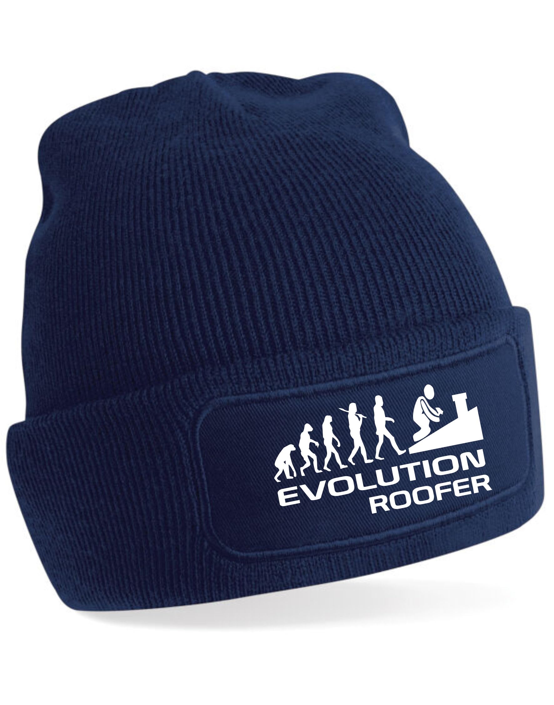 Print4U Evolution of A Roofer Beanie Hat Gift for Any Roofers Men & Ladiess Blue