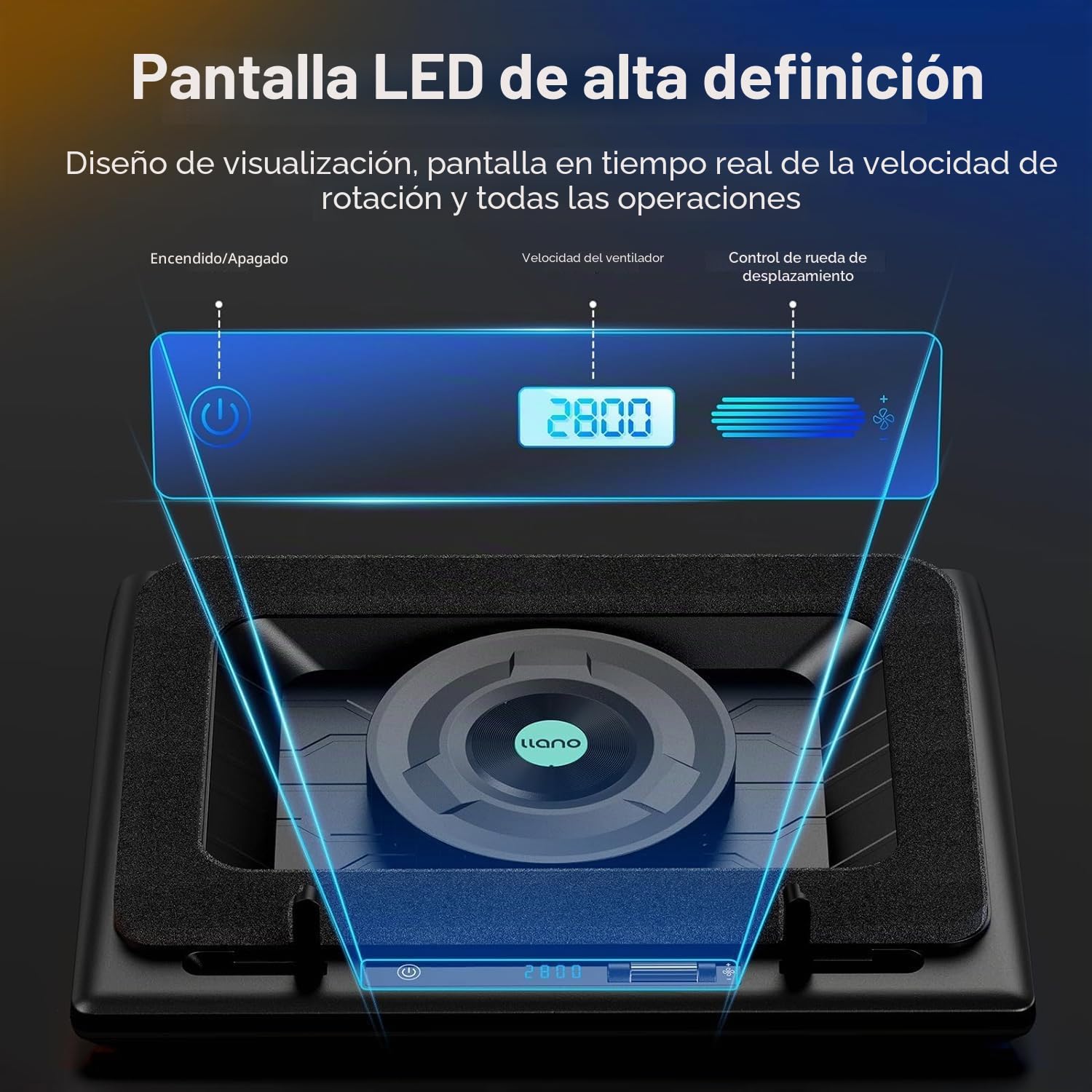 llano Base refrigeradora portatil Gaming con Control Táctil Continuo & Alfombrilla de Ratón, 3 Puertos USB A, Ventilador Turbo de Alto Rendimiento, Espuma de Sellado para Portátiles de 15-19''-Sin RGB