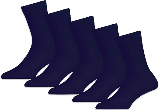 RC. ROYAL CLASS Boys & Girls Navy Blue Calf Length Solid School Socks (Pack of 5 Pairs)