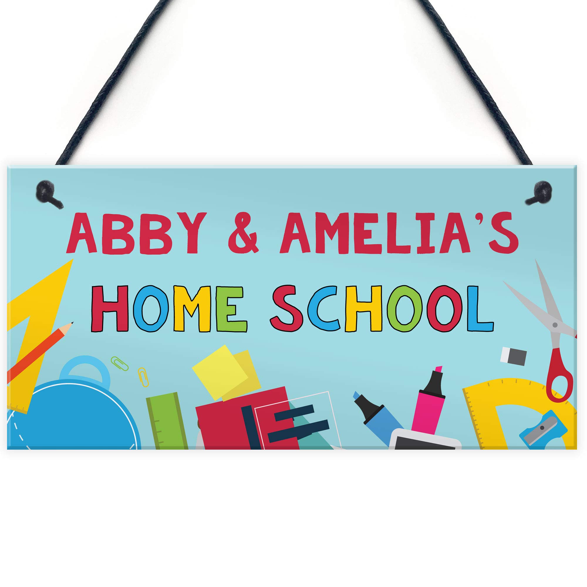Home School Sign Personalised Hanging Door Sign Classroom Sign For Daughter Son