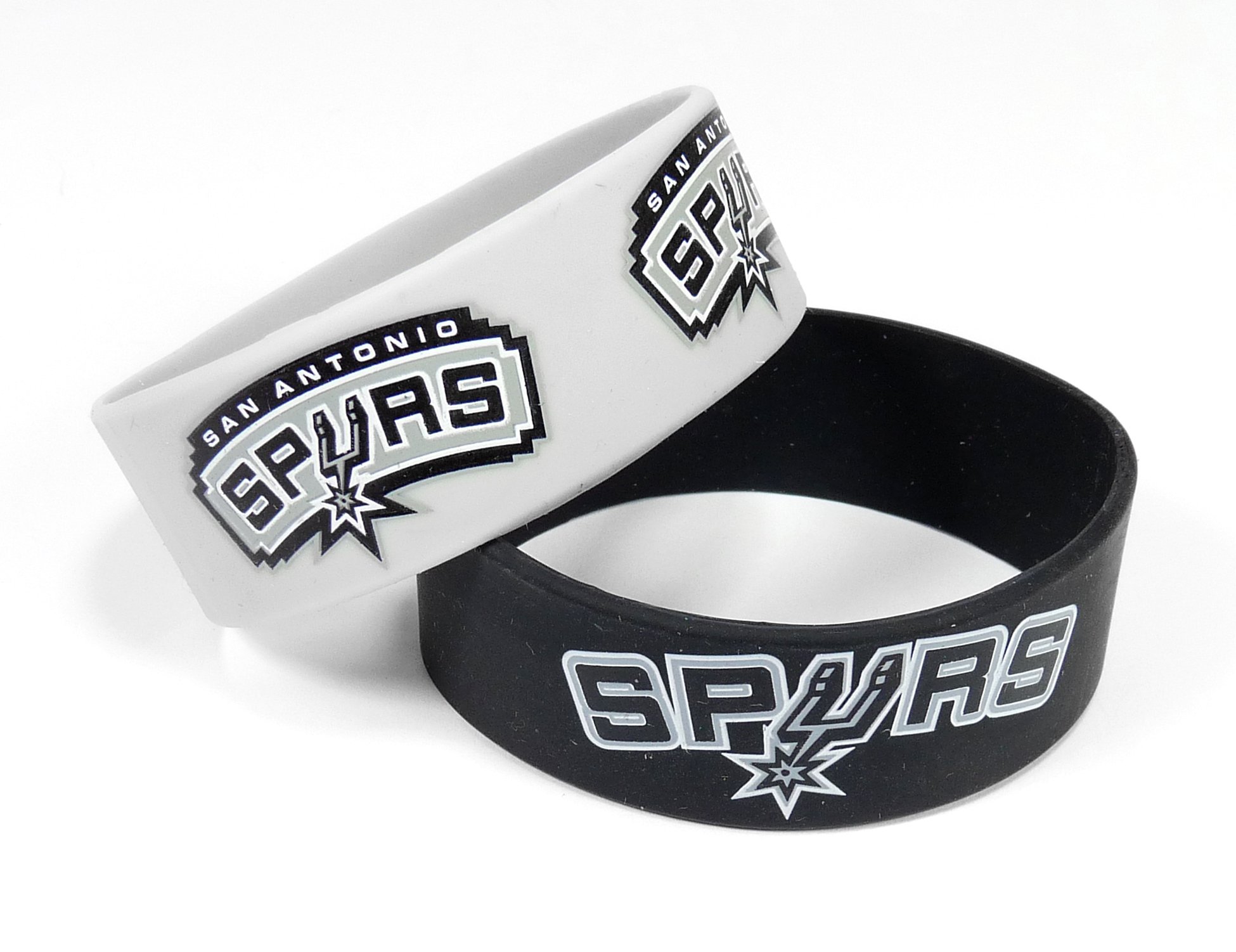 Aminco NBA San Antonio Spurs Silicone Rubber Bracelet Wristbands, 2-Pack, Team Color