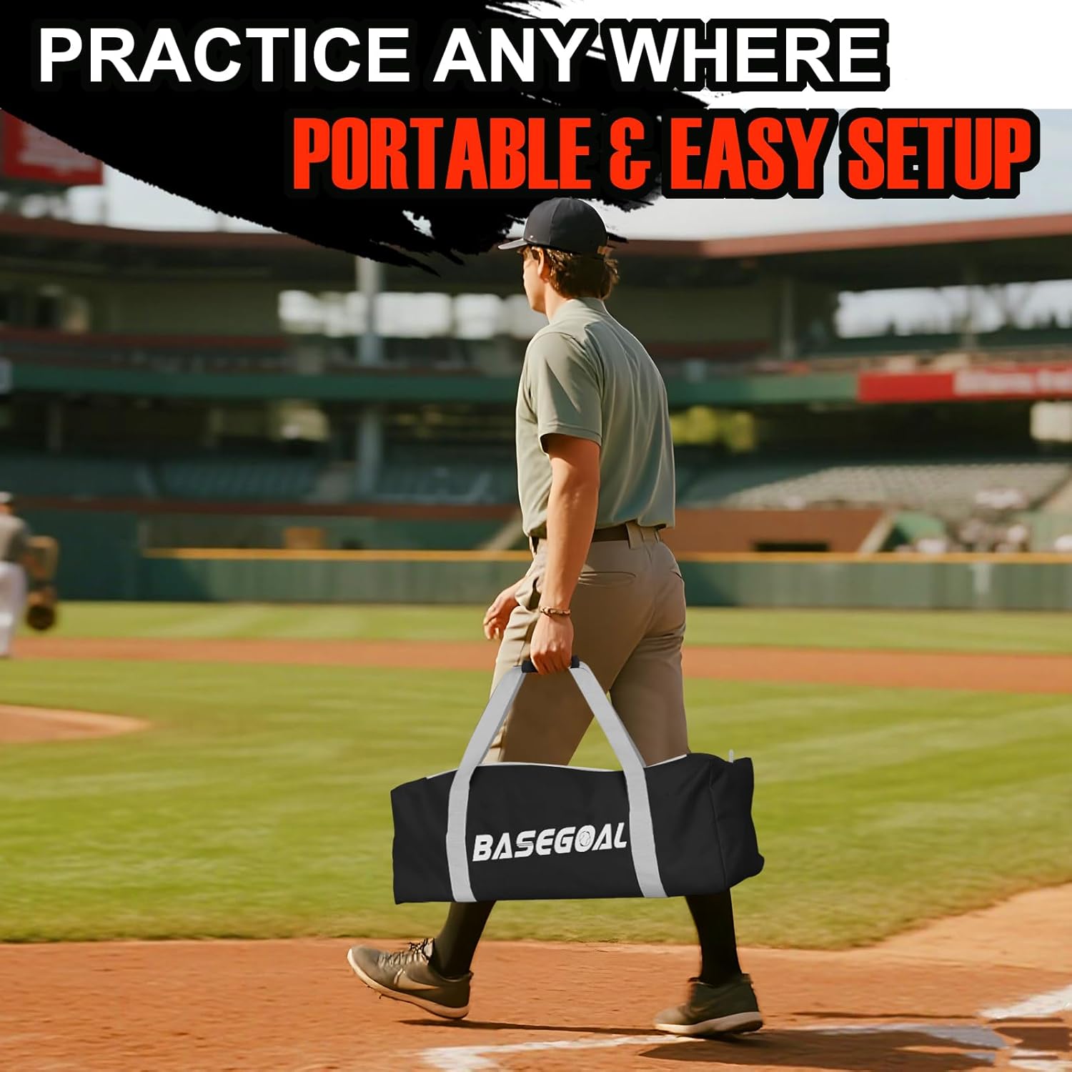 6'×6' Baseball Softball Practice Net,Baseball Backstop,with Batting Tee,Ball Caddy,for Hitting Pitching Batting Catching with Bow Frame,Bonus Strike Zone,Target,Portable and Foldable - Image 9