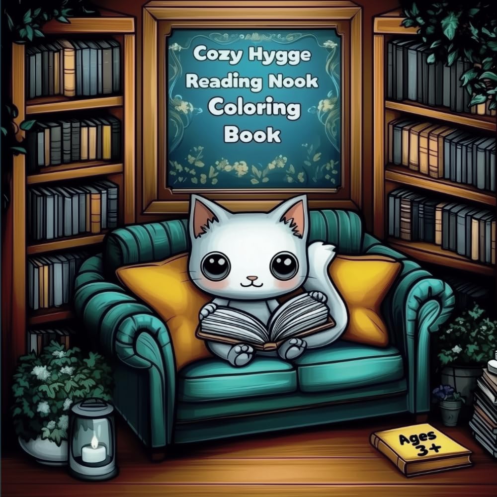 Cozy Hygge Reading Nook Coloring Book: 50+ Illustrations of little reading corners, full of coziness and warmth, for kids 3+ and adults as well