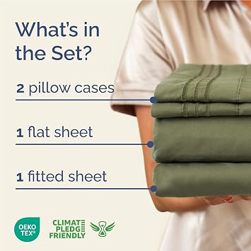 Full Size 4 Piece Sheet Set - Breathable & Cooling Sheets - Sage Green | Hotel Luxury Bed Sheets for Women & Men, Deep Pockets, Easy-Fit, Extra Soft and Wrinkle Free Sheets, Oeko-Tex Bed Sheet Set