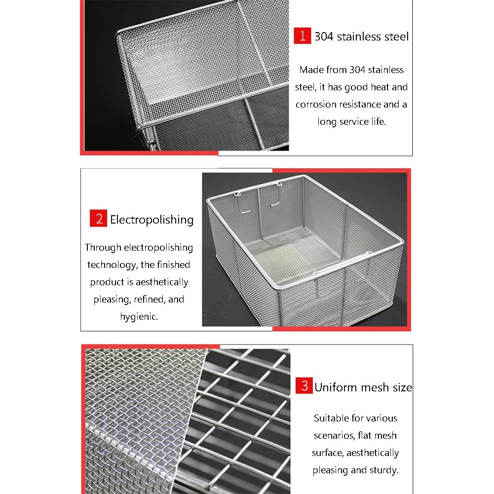 Cestino medico sterilizzante, vassoio disinfezione in acciaio inox 304, cestelli perforati per sterilizzazione ospedaliera e chirurgica, 50 x 40 x 15 cm