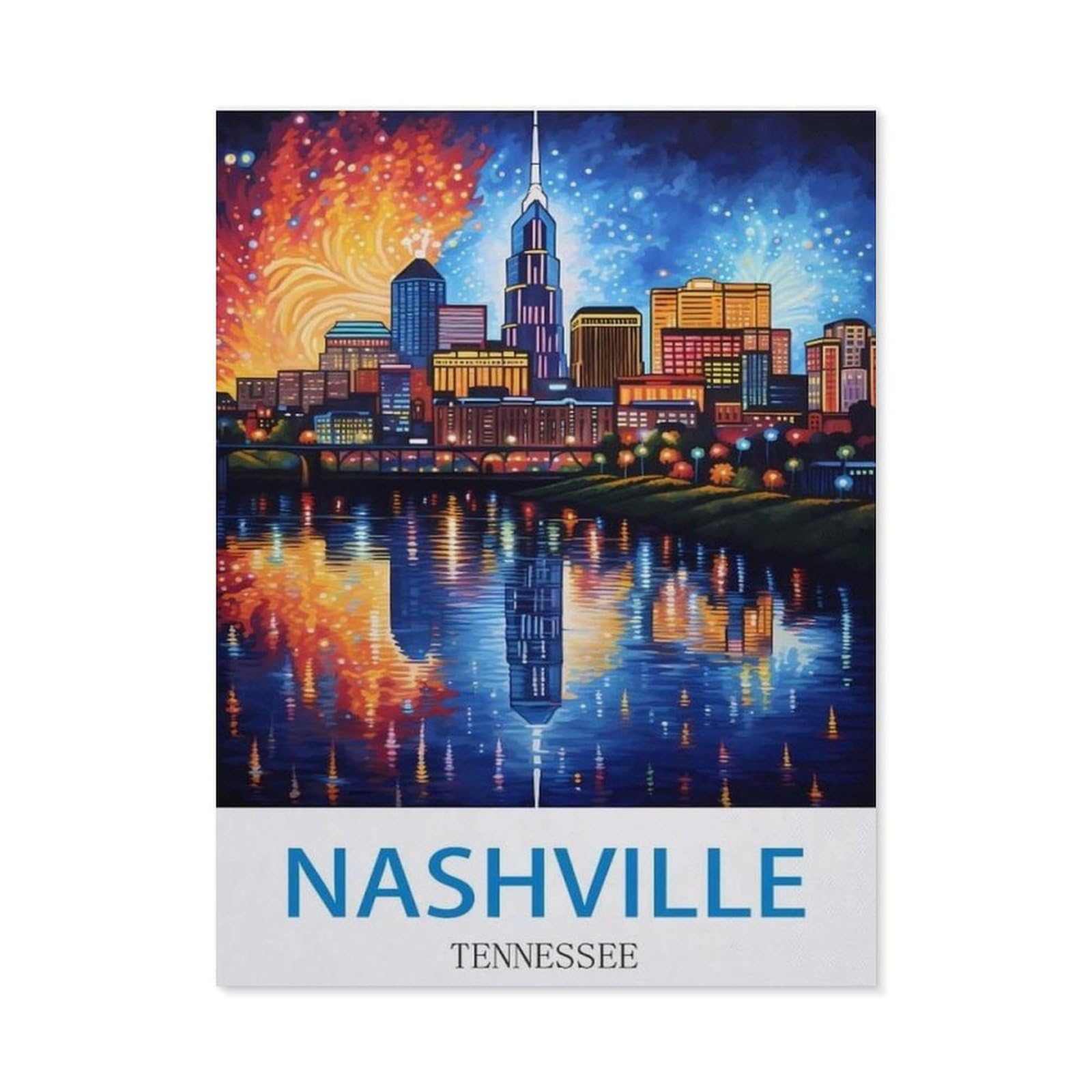 BEAYODKP 5D Diamond Painting Kits，Nashville Tennessee，DIY Rhinestone Embroidery Set Paint with Diamond Art by Number Kits Cross Stitch Home Wall Craft Decoration（40 x 50 cm/15.74 x 19.68 inches）-CL20