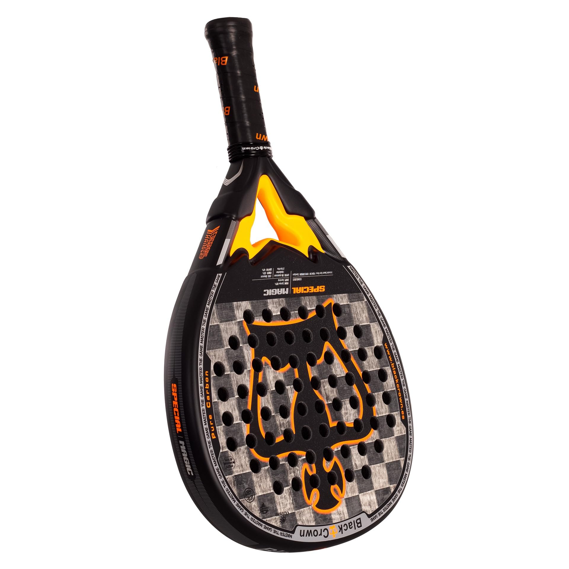 Black Crown - Special Magic Racchetta Padel, Forma a Goccia, Carbonio 18K Alluminizzato, Gomma PSM EVA, Doppio Tubolare 100% Carbonio, Controllo e Potenza, Finitura Sandspin