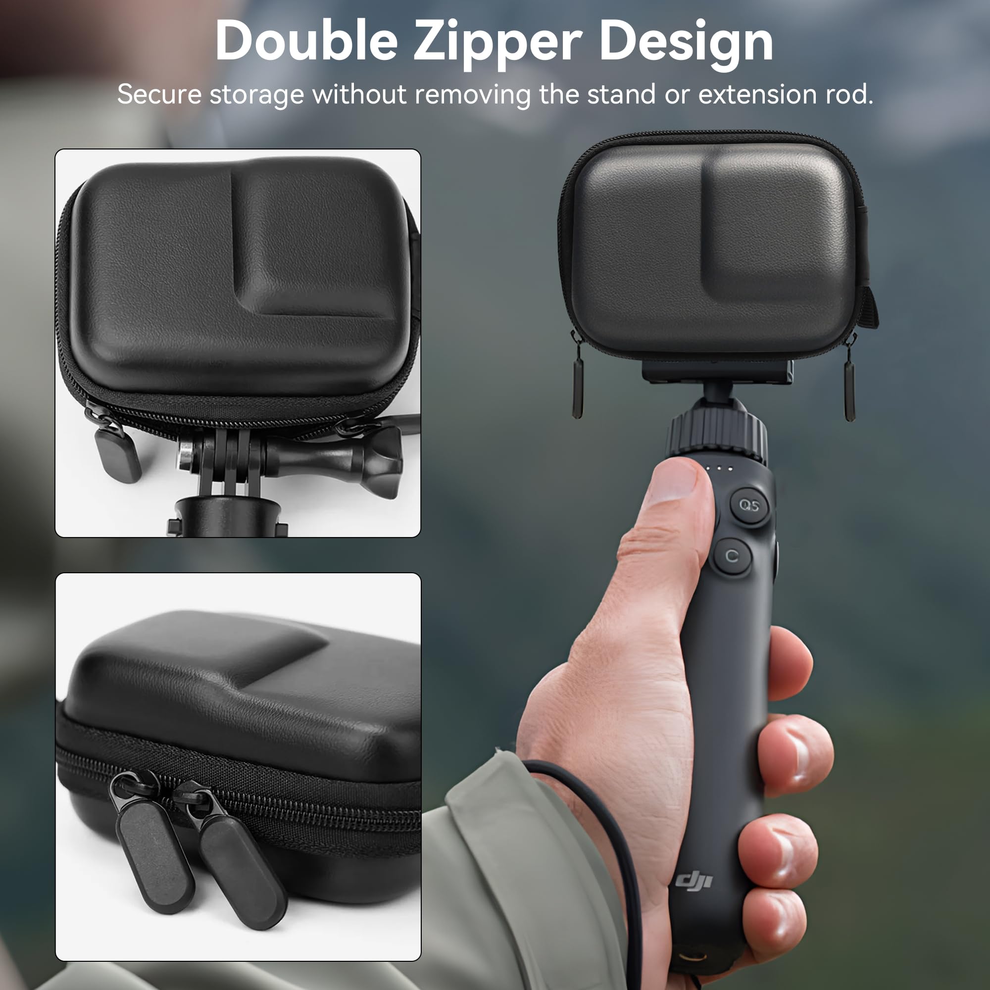Osmo Action 6 Etui Transportowe - Przenośna Torba Podróżna z Twardą Powłoką PU do DJI Osmo Action 6 Przechowywania Akcesoriów Kamery Pokrowiec Ochronny z Karabińczykiem