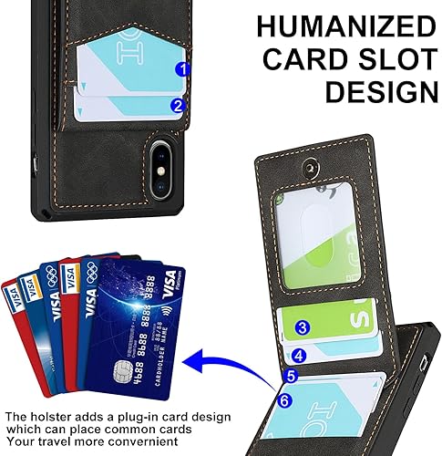 Miniatura 5 de iCoverCase Funda tipo cartera para iPhone XXS con tarjetero bloqueo RFID de piel sintética de alta calidad, cierre magnético, ranuras para tarjetas