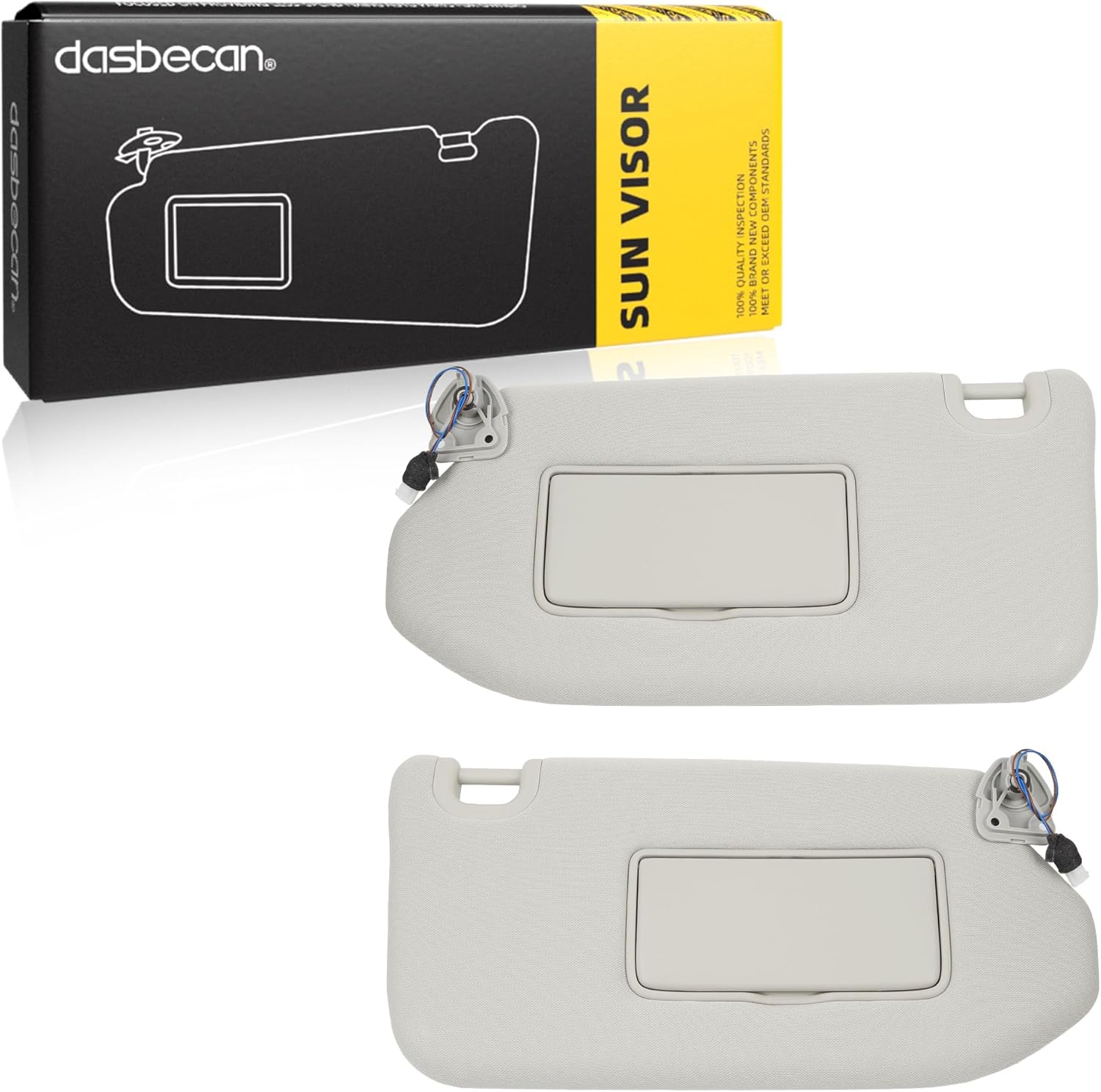 Dasbecan Gray Sun Visors Pair for Nissan Pathfinder 2013-2018, Infiniti QX60 2014-2017 & JX35 2013 - Driver & Passenger, Replaces 96401-9PB0A