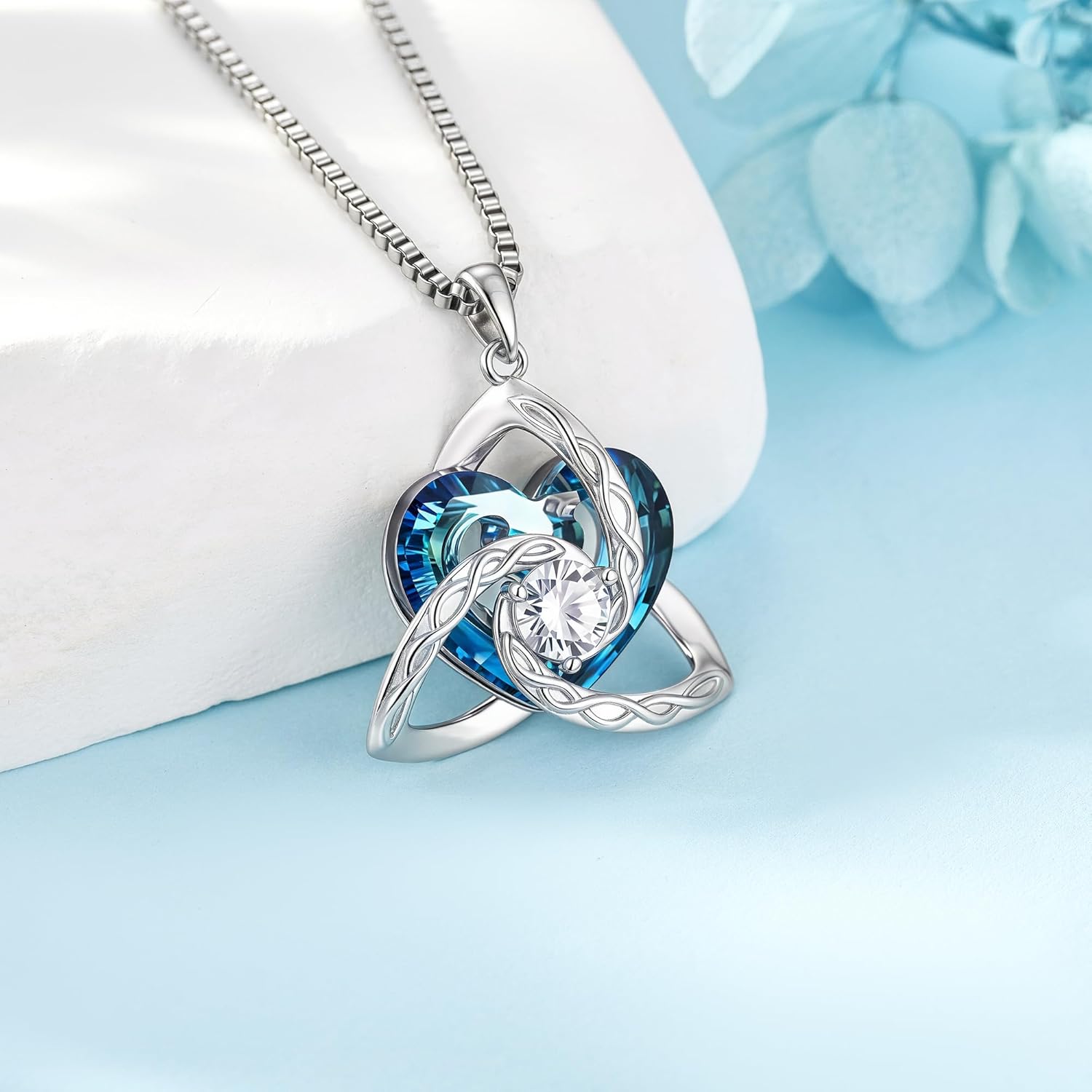 Celtic Knot Necklace 925 Sterling Silver Celtic Trinity Knot Crystal Pendant Irish Jewelry Gifts for Women - Image 3