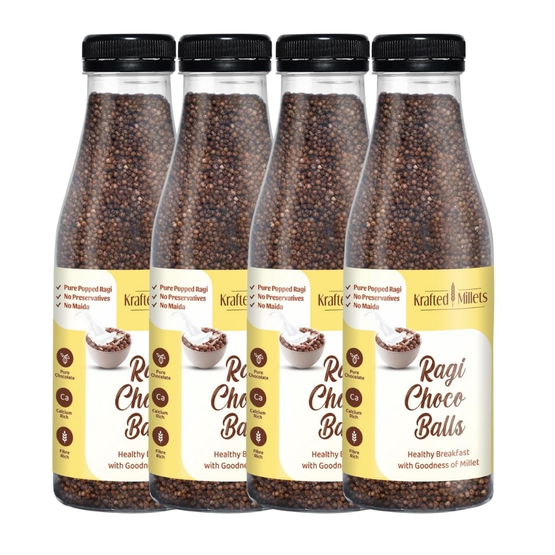 Krafted Millets Ragi Choco Balls - Chocolate Healthy Ragi Bites Preservative Free High In Calcium & Protein, 10 Essential Vitamins & Minerals Breakfast Cereal for Kids | | Ragi Choco Balls (Pack of 4) (B0C2D6SQHP) Amazon Price History, Amazon Price Tracker