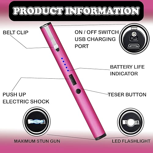 Miniatura 4 de FIGHTSENSE Pistola de aturdimiento resistente con linterna y spray de pimienta para hombres y mujeres con carga intolerable de 35,000,000 V