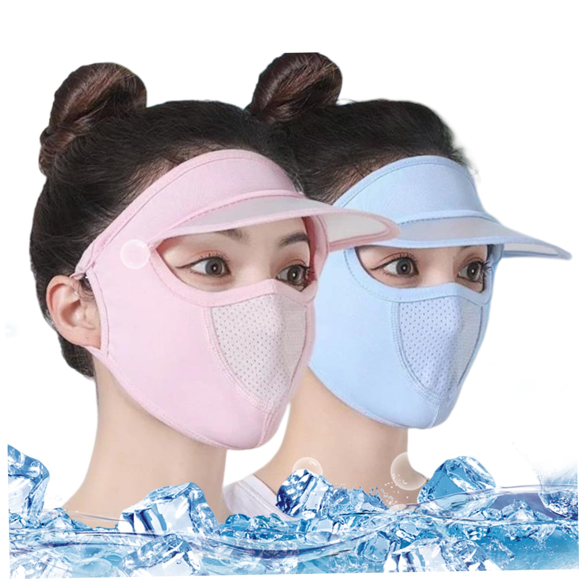 Pastoralist Full Face Mask with Eye Protector for Women Uv Protection Thin,Sun Shade Hats for Women Ponytail Summer Cycling Outdoor Ice Silk