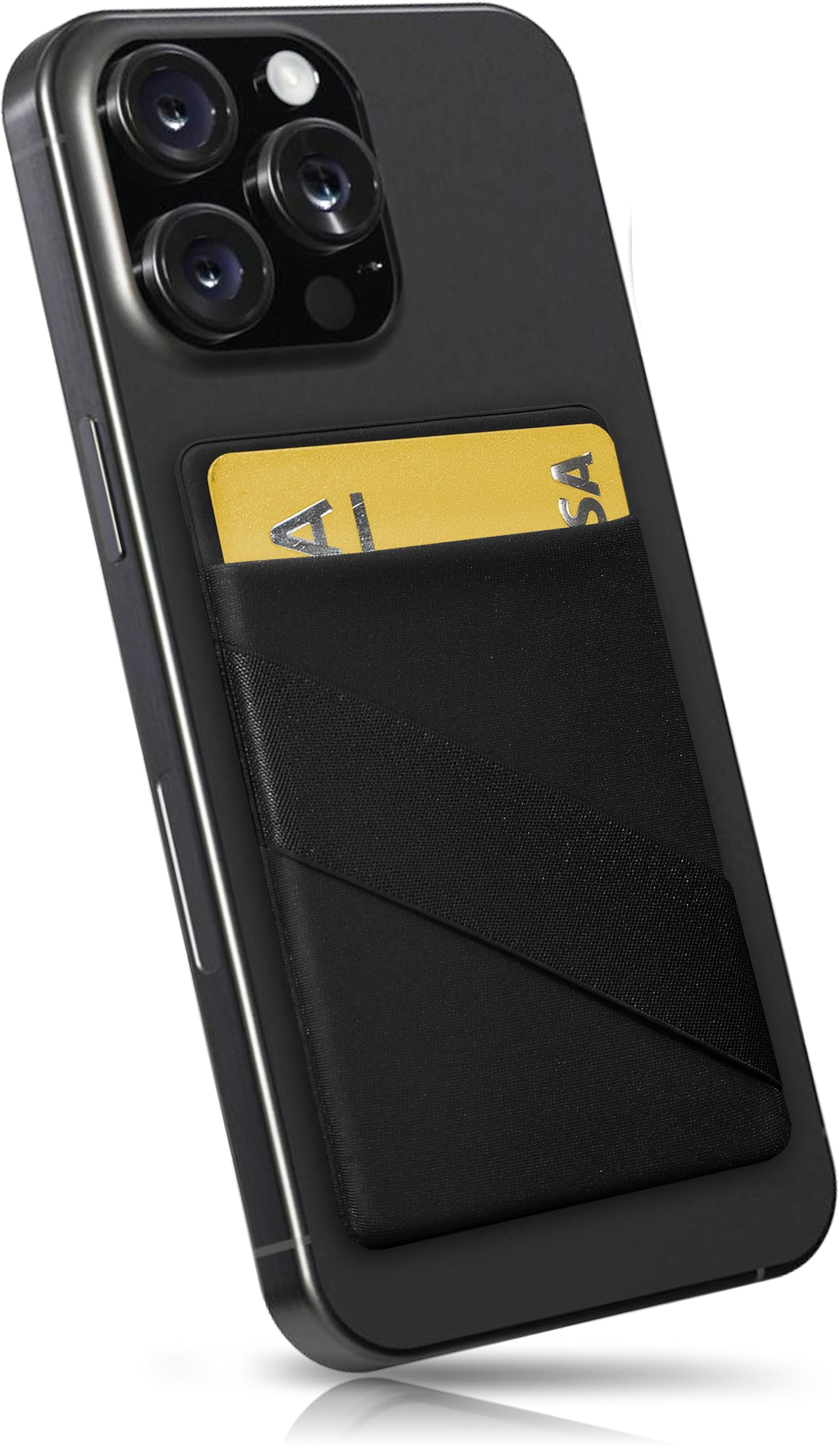MyGadget Portafoglio per Smartphone X 1 Tasca & Finger Holder - Protezione RFID e NFC – Porta Carte di Credito Cuffie o Soldi - Wallet per Cellulare da incollare - Nero