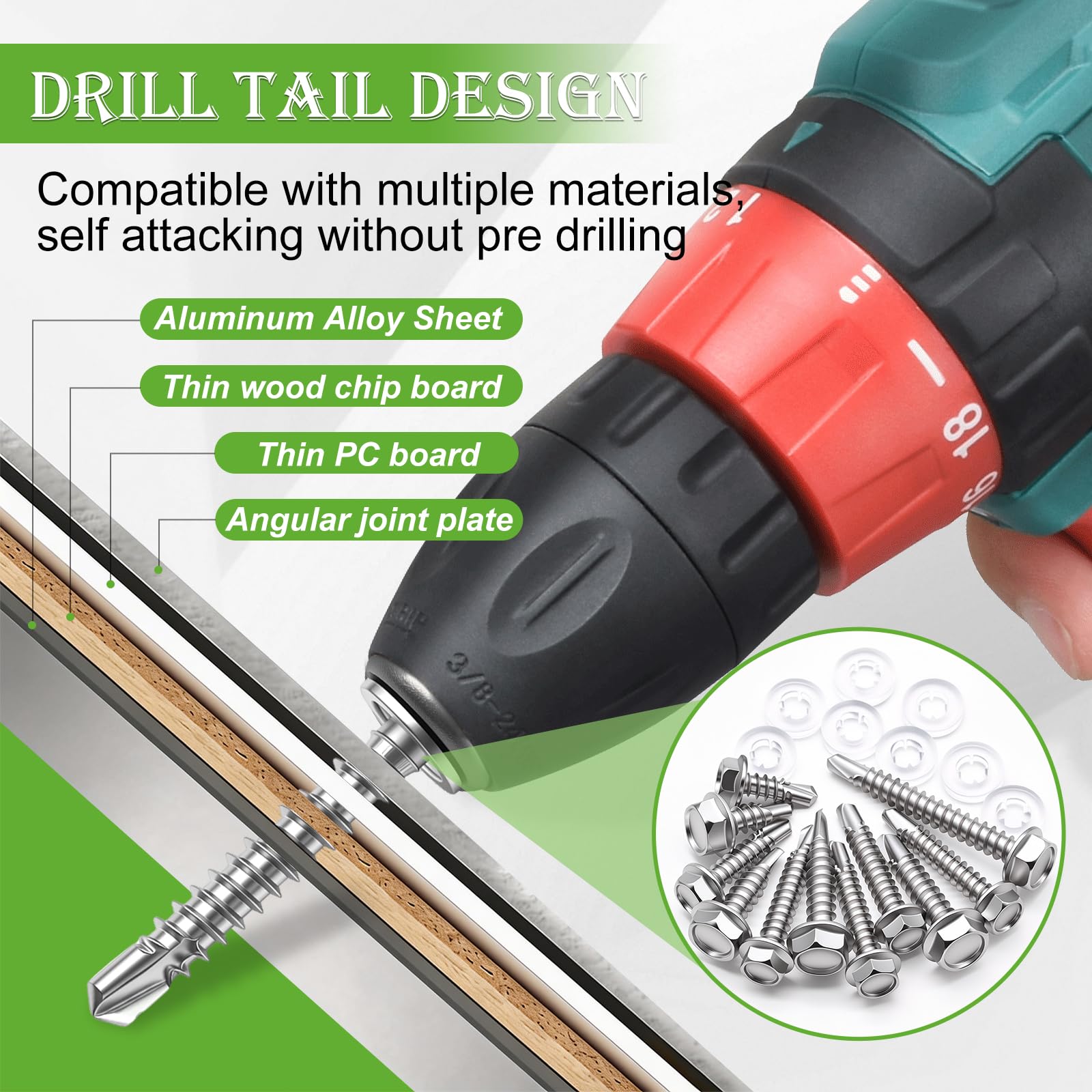 Stainless Steel Self Tapping Screws - 300 Pack -4