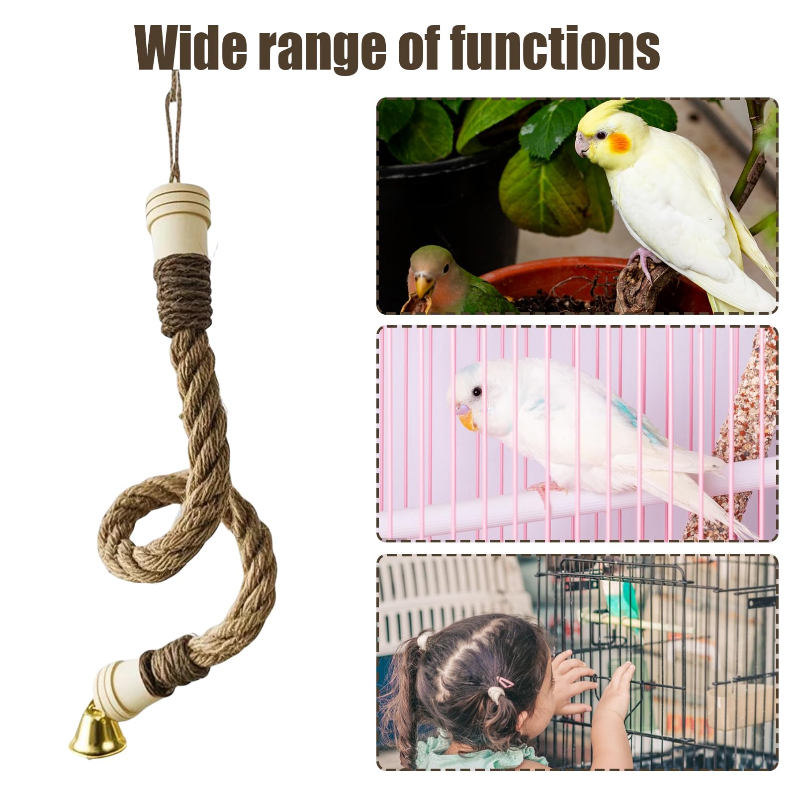 Bastoni da arrampicata per gabbie per uccelli – Altalena flessibile per voliera, balcone, terrazza, parrocchetti ondulati Conure