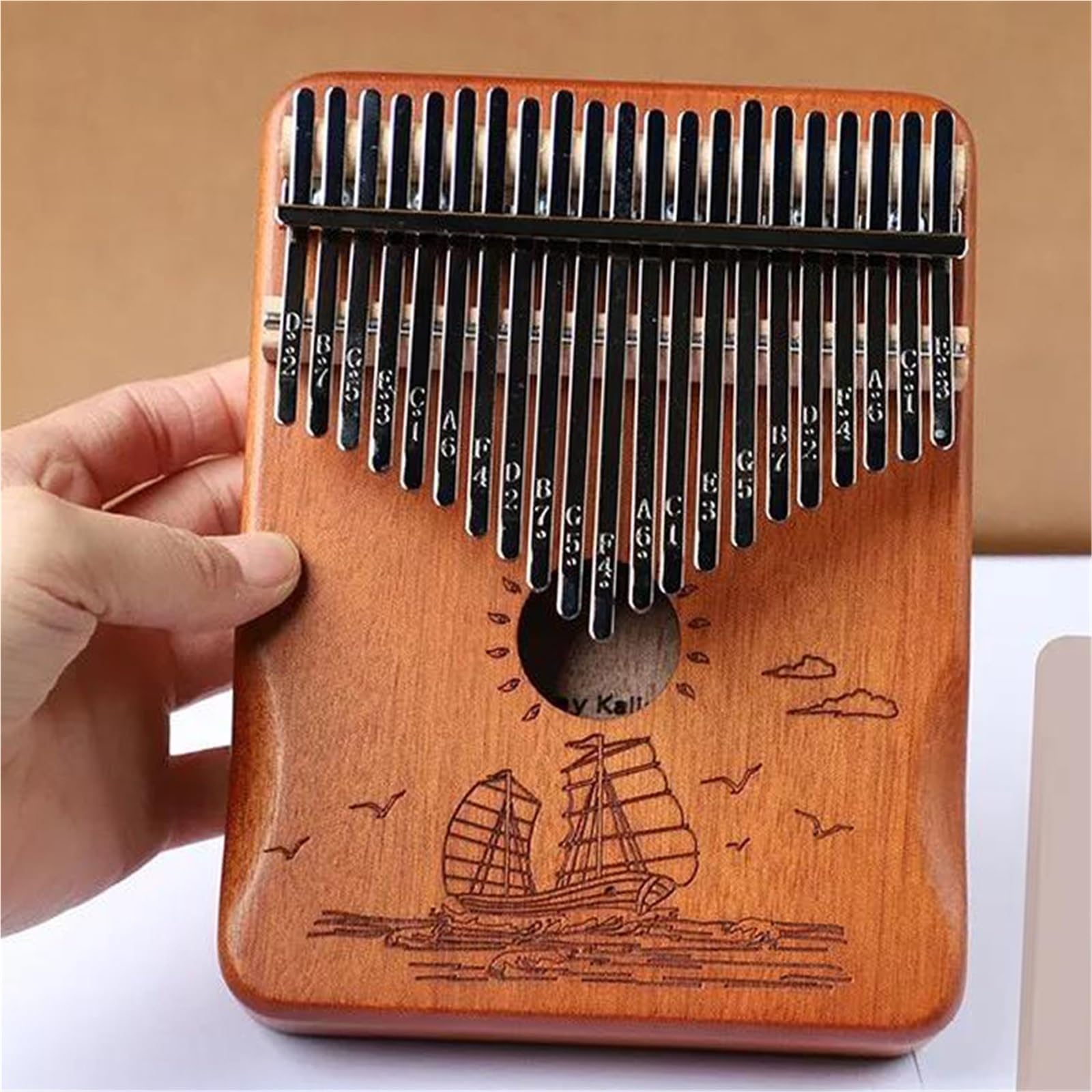 21 Tasten Kalimba Daumenklavier Holz Fingerklavier Tragbares Musikinstrument Geschenke Fingerklaviere(Style 5)