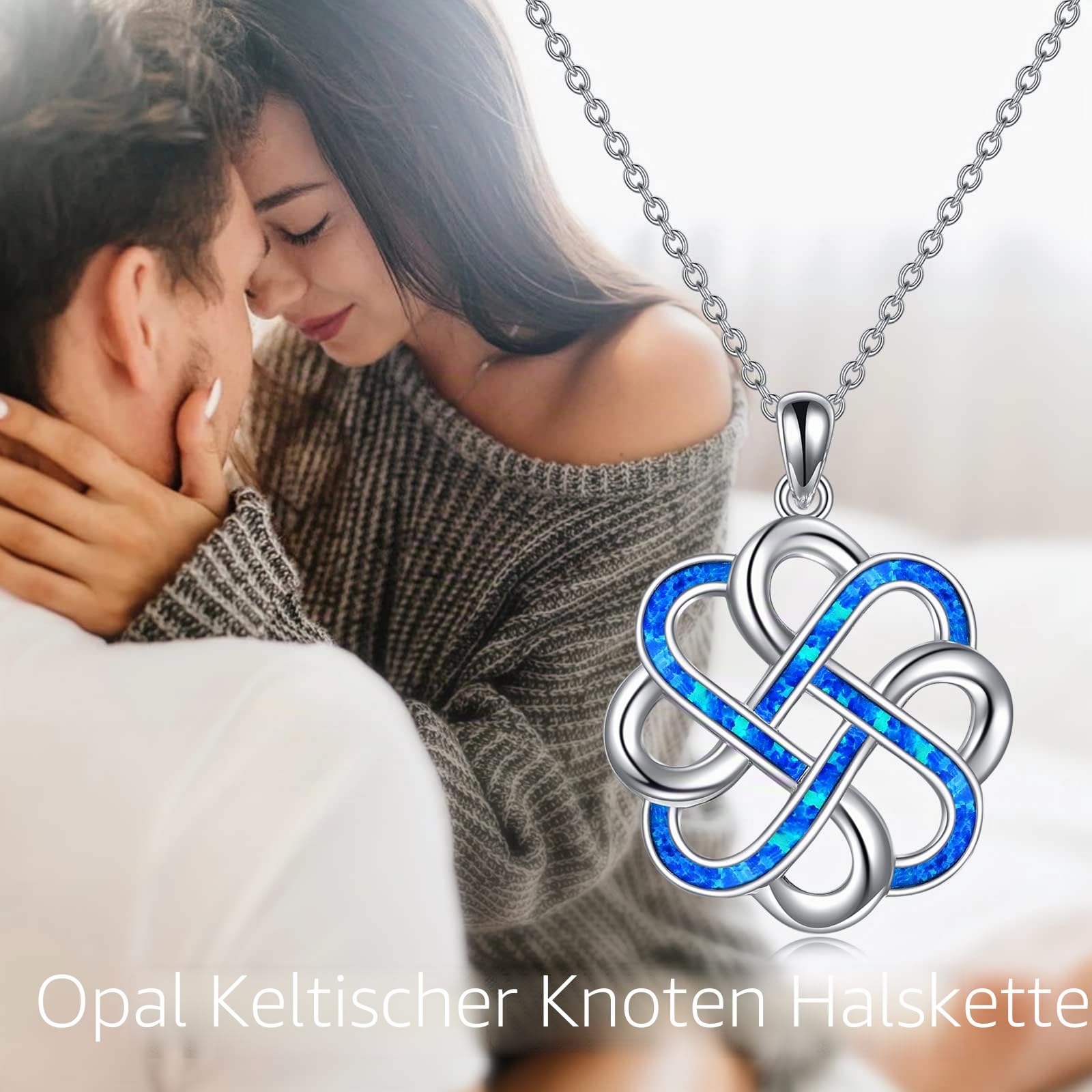 YFN Keltischer Knoten Halskette Sterling Silber Keltisch Anhänger Kette Schmuck Geschenke für Damen Mädchen