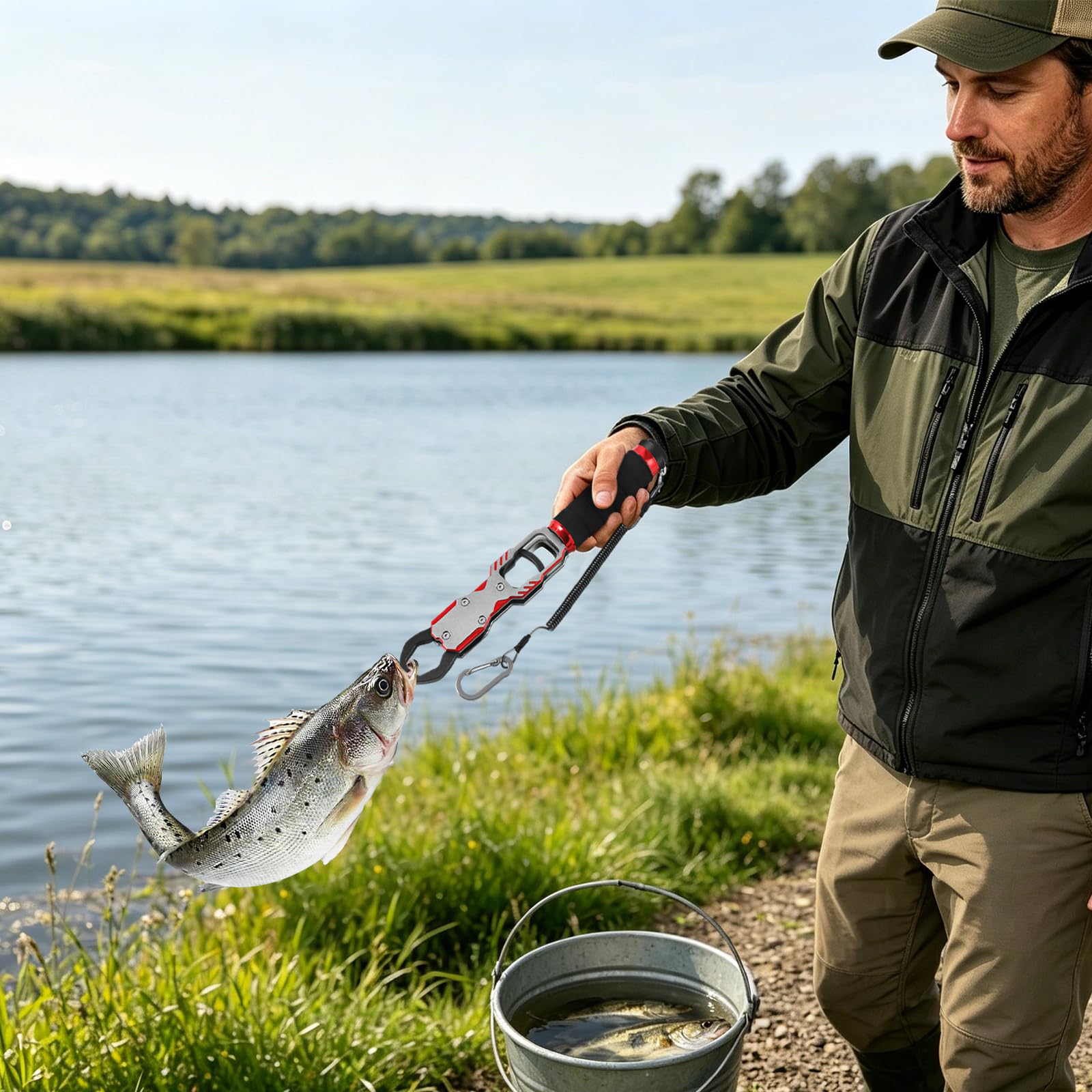 Fish Lip Gripper ze stopu aluminium, przenośny chwytak do wędkowania