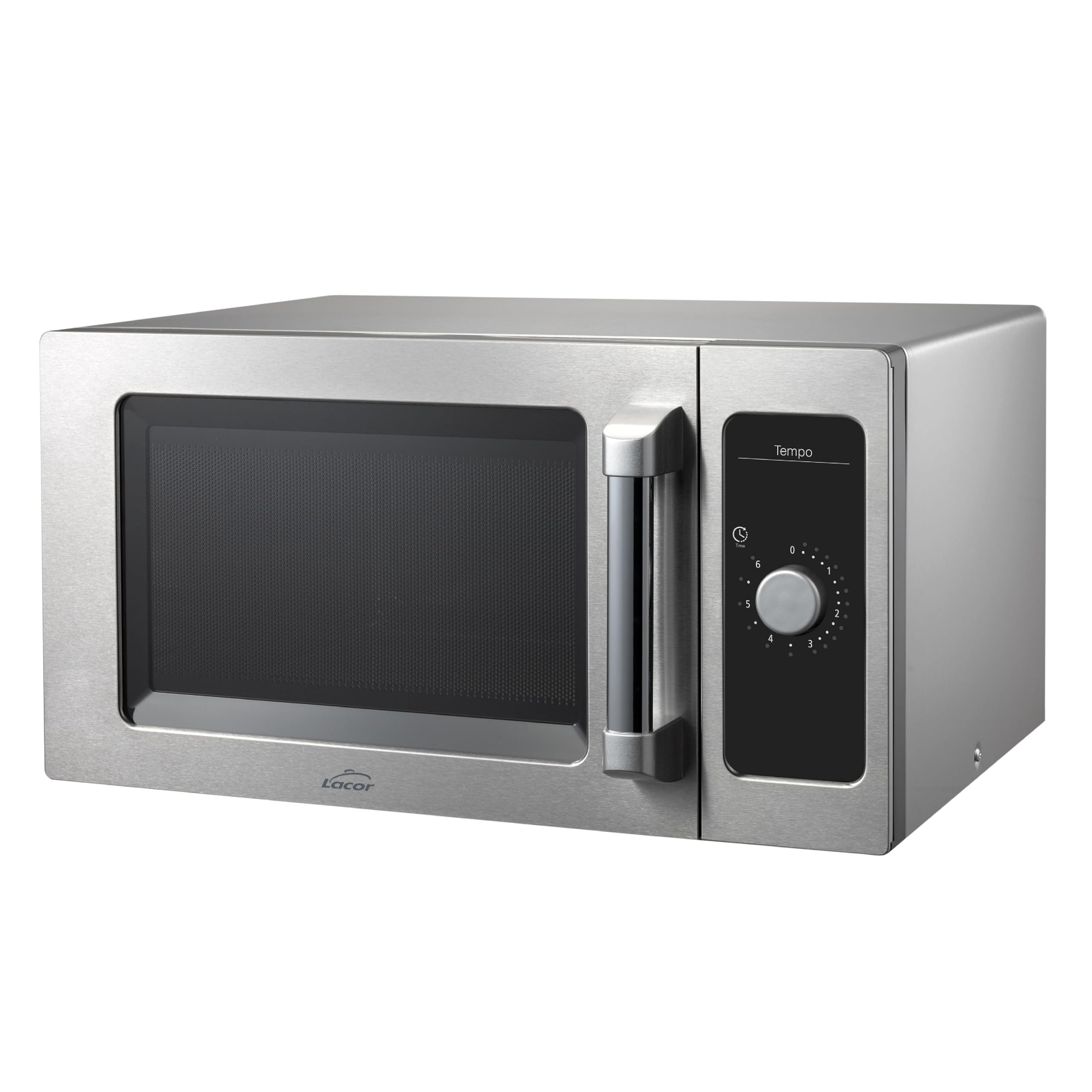 Lacor - 69329 - Microondas Tempo, Acero Inoxidable 18/10, Calentamiento Homogéneo, 1550 W, Uso Profesional, Cavidad Interior de Acero Inoxidable, Apto para Platos Grandes, 51x43x31 cm