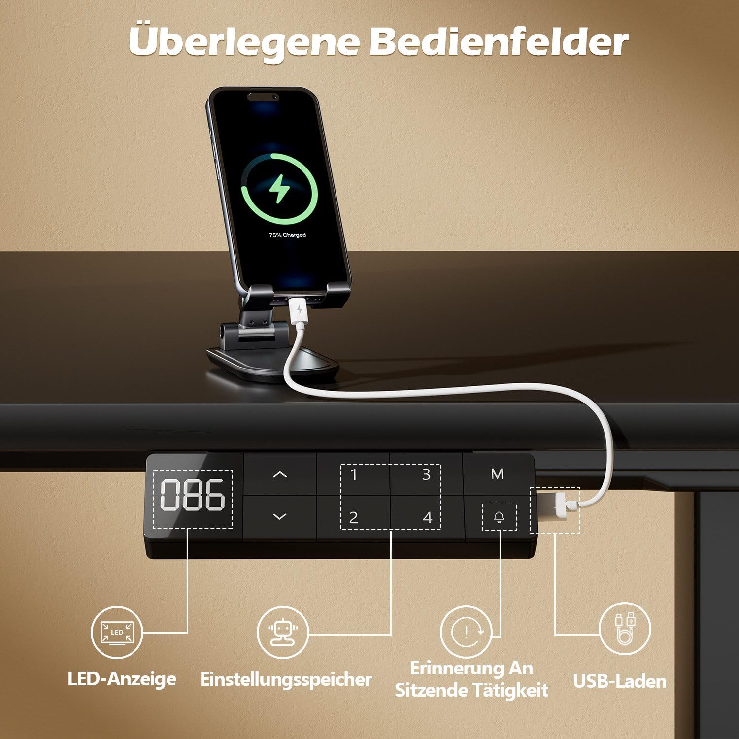 JUMMICO Höhenverstellbarer Schreibtisch Gestell 3er Set, Stabiler Tischgestell, Elektrisch Höhenverstellbare Tischbeine, Steh-Sitz Bürotisch, Stehpult, Standing Desk mit 2 Memory-Funktion Schwarz