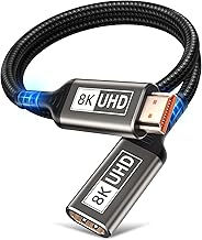 8K HDMI Extender, 3.3FT HDMI Extension Cable, High Speed HDMI 2.1 Male to Female Adapter Supports 8K@60Hz / 4K@120Hz, ARC, HDR, HDCP 2.2 Compatible with Xbox PS5 Roku TV Stick HDTV Laptop PC