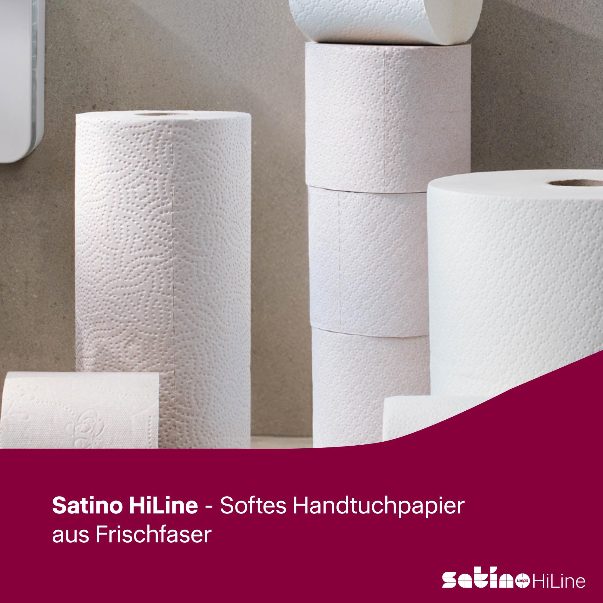 Satino WEPA 276790 - Papel de toalla (2 capas, compatible con PT3, 20 x 144 hojas, celulosa, pliegue C, 2880 hojas), color blanco