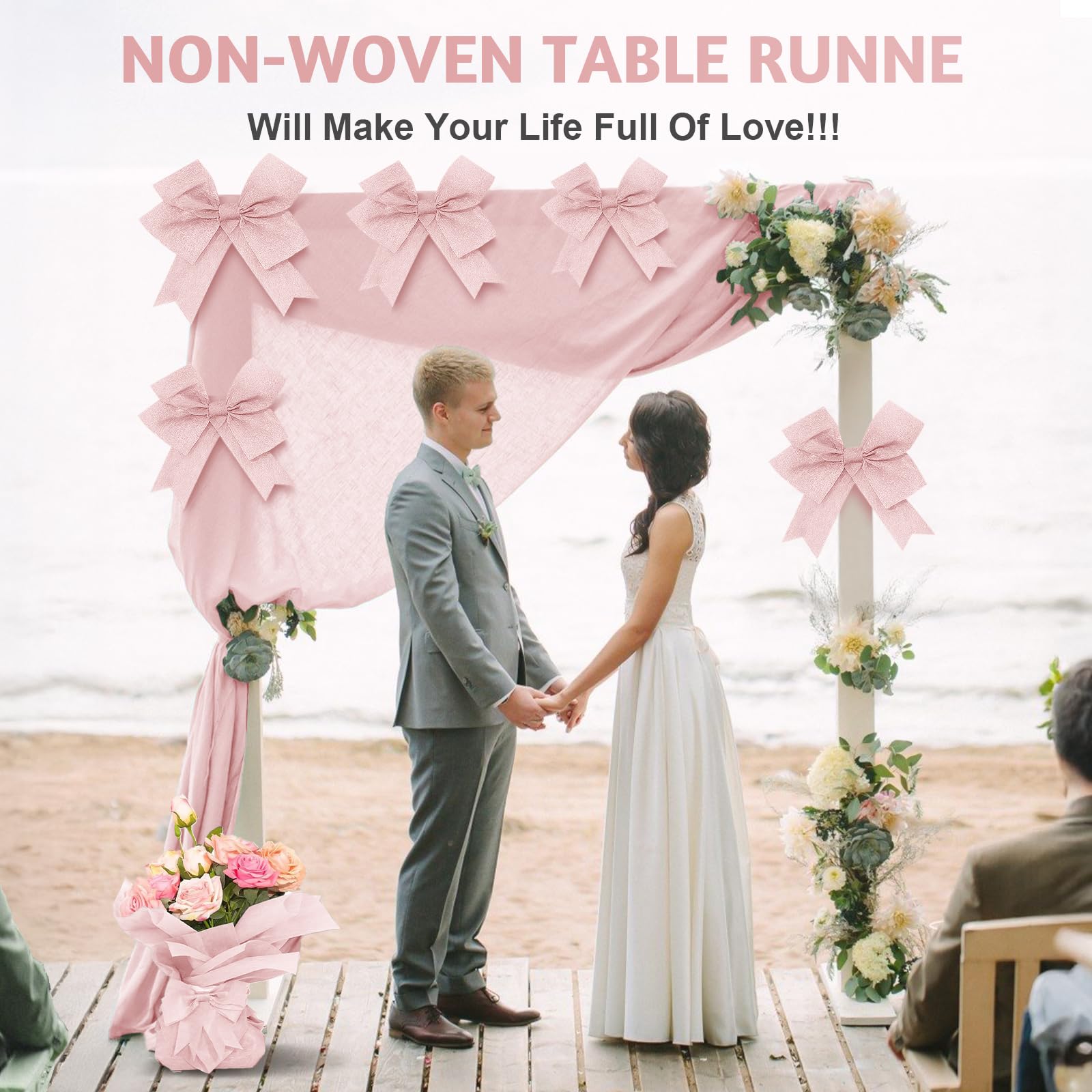 2 Pezzi Runner da Tavolo in Tessuto Non Tessuto FoiiLiio 30 cm x 25 m Rosa runner Decorazione da tavolo Rotolo runner Decorativo da tavola per matrimoni, battesimi, comunioni